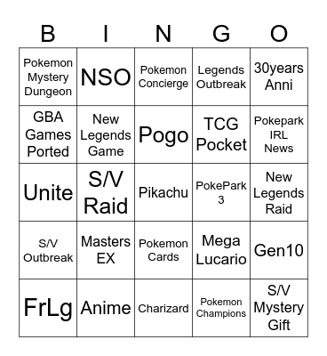 Pokemon Day 2026 Bingo Card