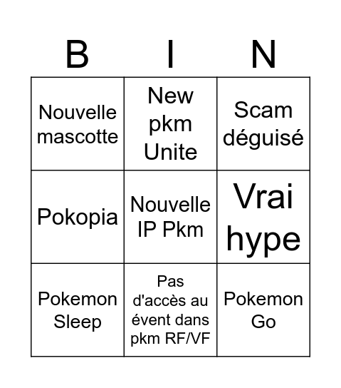 Pkm present Bingo Card