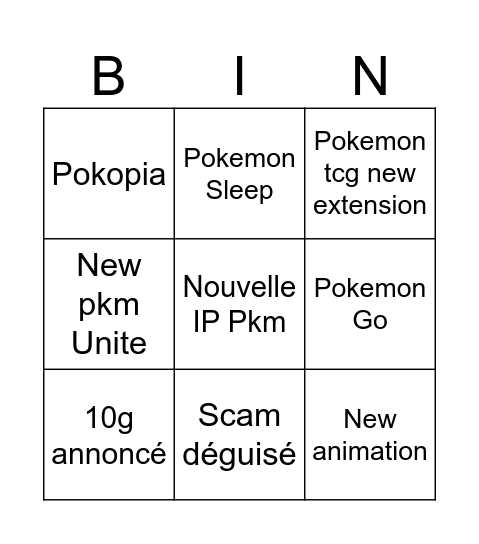 Pkm present Bingo Card