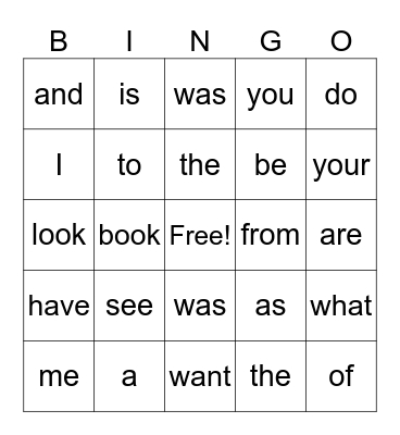 ufli heart words Bingo Card