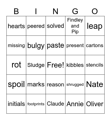 NTG:  the Mushy Valentine and the Snowy Trail Bingo Card