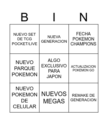 POKEMON PRESENTS 2026 Bingo Card