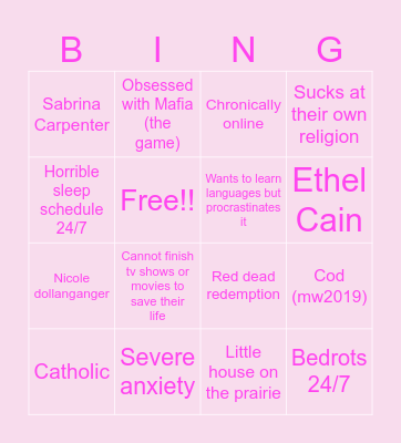 Kay's bingo card! Bingo Card