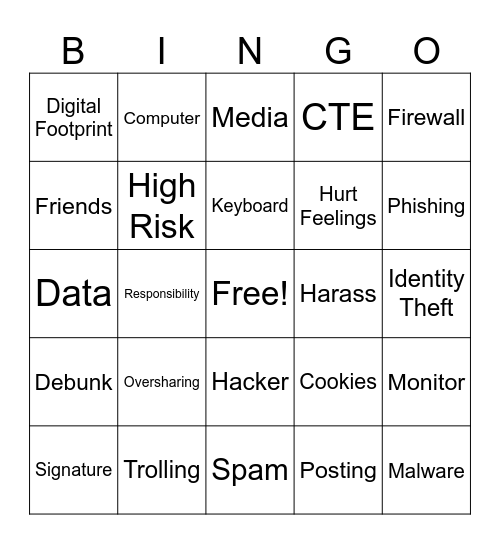 Digital Citizenship Bingo Card