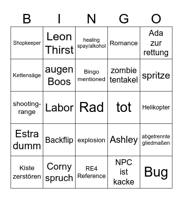 Resi bingo Card