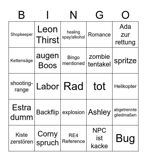 Resi bingo Card