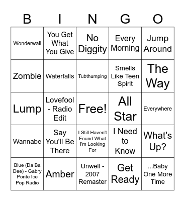 (C) 90s MB Round 4 Bingo Card