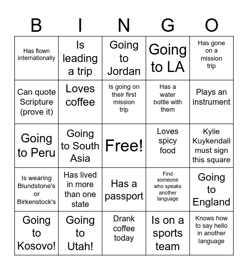 Cross Cultural Bingo Mixer!! Bingo Card