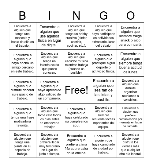 Bingo personal administrativo Bingo Card