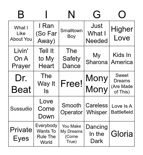 (C) 80s MB Round 4 Bingo Card
