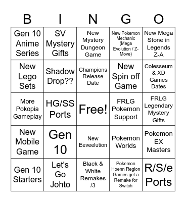 Pokemon Presents 2026 Bingo Card