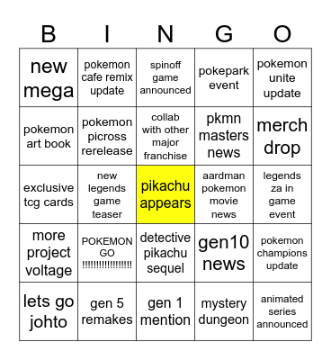 pokemon is the oldest of zoomers Bingo Card