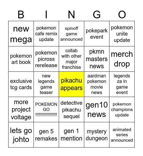 pokemon is the oldest of zoomers Bingo Card