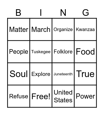 Black History BINGO Card