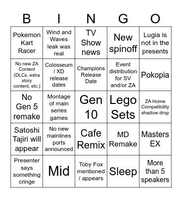 Pokemon Day 2026 Bingo Card