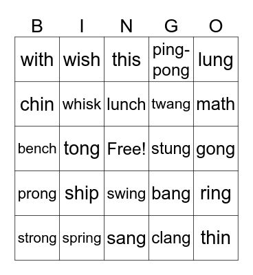 Bingo level 1 Bingo Card