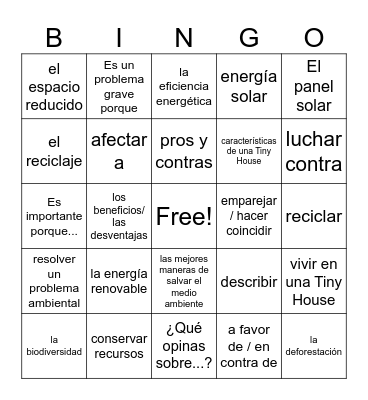 Unit 3 Vocab Bingo Card