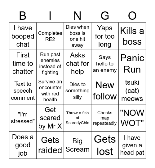 ScaredyChlo RE2 Bingo! Bingo Card