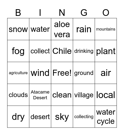 Catching Fog Reading Bingo Card