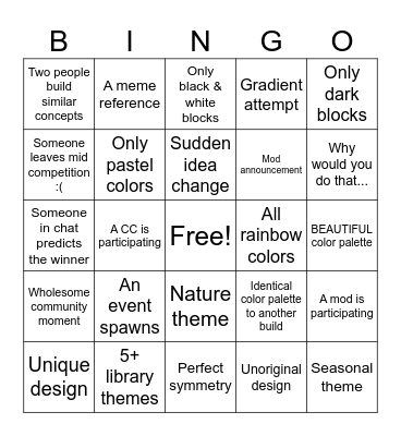 CR Build tournament Bingo Card