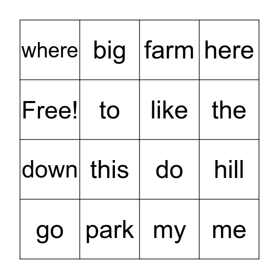 Where Do I Go? Bingo Card