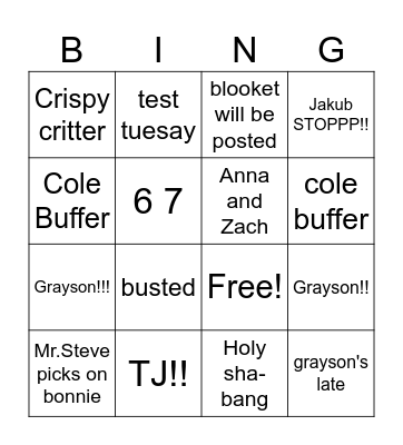 Science Bingo Card
