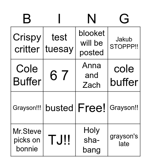 Science Bingo Card
