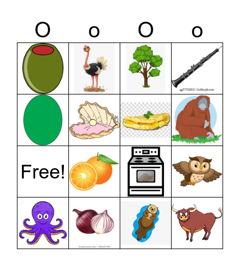 Letter O Bingo Card