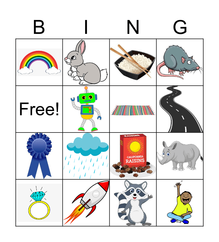 Initial /R/ Bingo Card