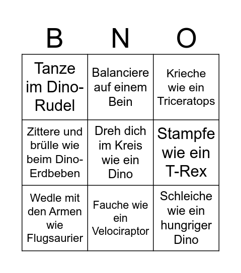 Dino Bingo Card