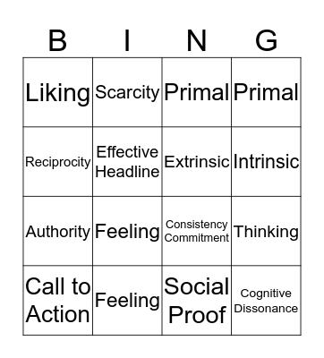 Brain-Based Bingo! Bingo Card
