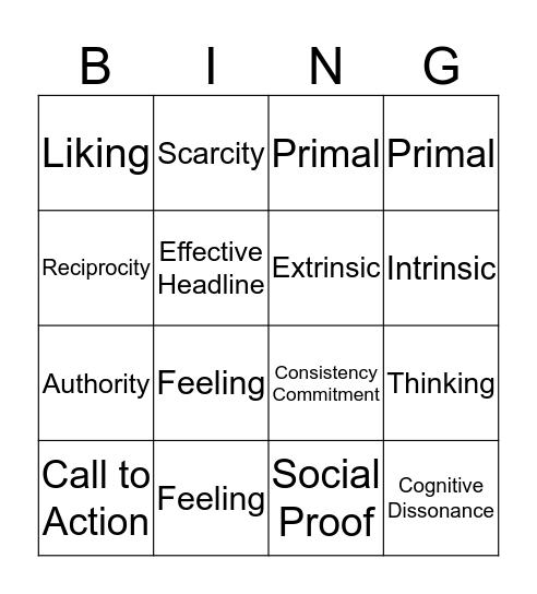 Brain-Based Bingo! Bingo Card