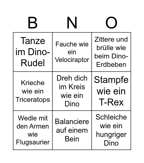 Dino Bingo Card