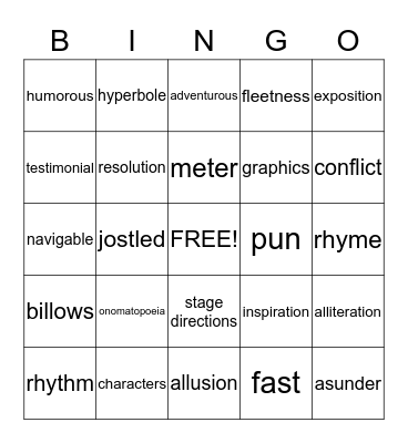 Exam Review Bingo Card