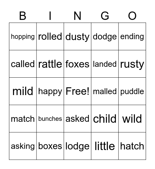 Ending Bingo Card