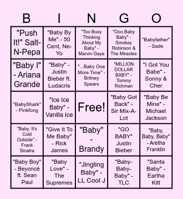 Baby Bingo Card