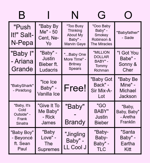 Baby Bingo Card