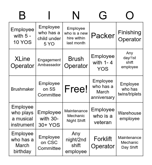 Who Do You Know Bingo Card