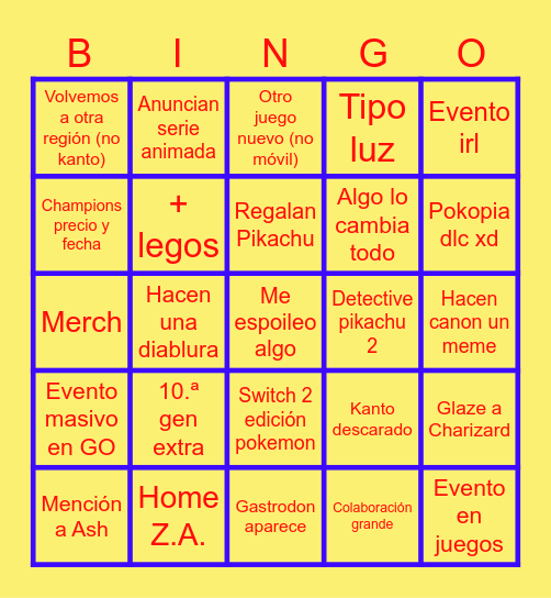 Pokémon 30º aniversario Bingo Card