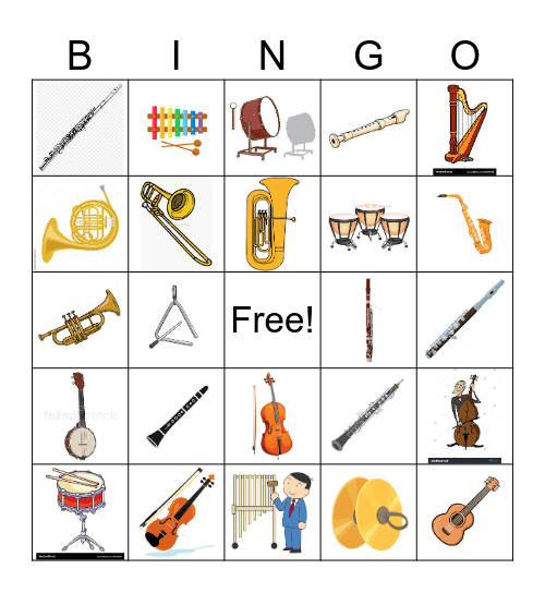 Instrument Bingo! Bingo Card
