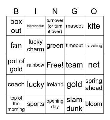 March Madness Bingo Card