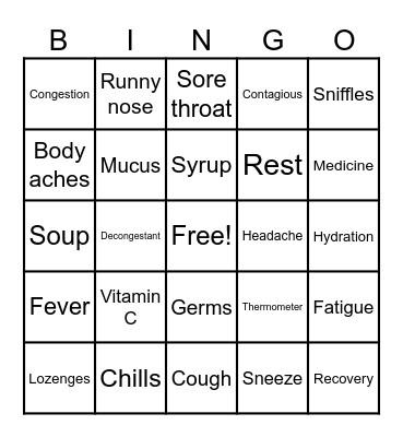 Colds and flu bingo Card