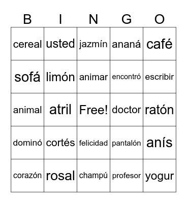 Ortografía  U4S5 Bingo Card