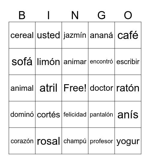 Ortografía  U4S5 Bingo Card