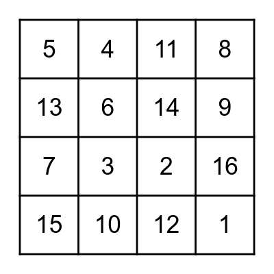 Number BINGO! Bingo Card