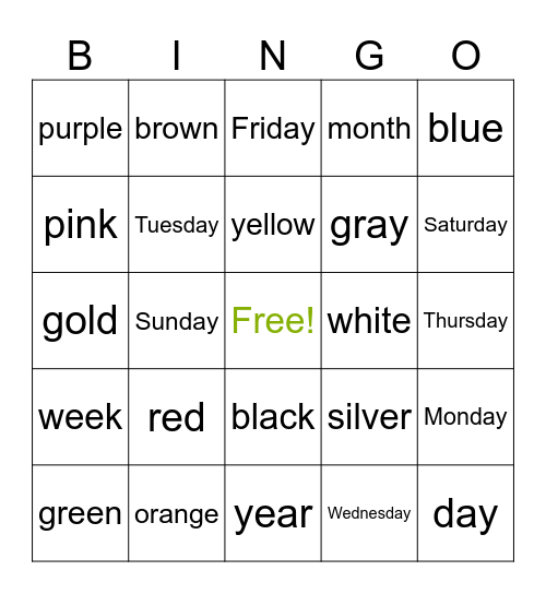 Basics Bingo Card