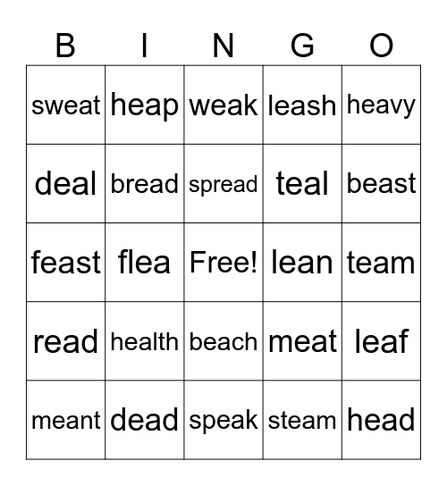 Common Sounds of EA Bingo Card