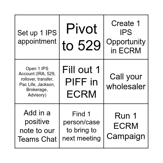 IPS Bingo Card