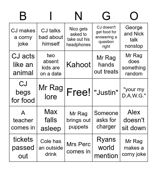 Italian Bingo Card