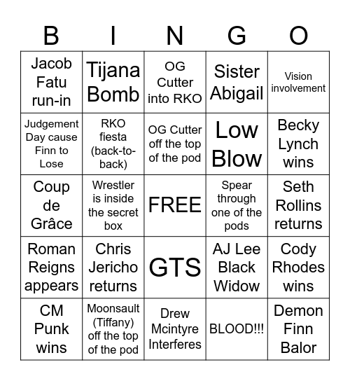 Elimination Chamber 2026 Chicago Bingo Card